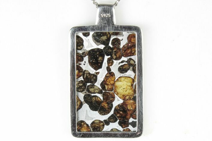 Sericho Pallasite Rectangle Meteorite Pendant - Kenya #309307